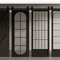Barn Door Design Ideas Featuring Wooden Panel And Glass Grid Sliding Interior Styles