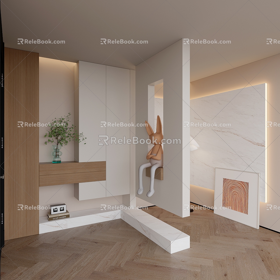 Entrance shoe cabinet partition 3d model