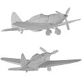 Green Camouflage Military Propeller Airplanes Side View Design Illustration