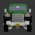 Green Vintage Truck Model With Classic Cab Shiny Metallic Finish Black Wheels And Open Bed