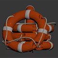 Orange And White Striped Life Rings With Single And Stacked Arrangement