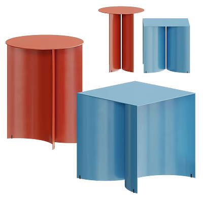Colorful Modern Side Tables in Red Blue Round and Square Shapes 3d model