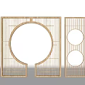 Elegant Modern Metal Room Dividers With Gold Frames And Circular Patterns 3d model