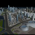 Modern Tall Residential Buildings in Urban Landscape with River and Green Spaces