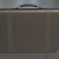 Classic Dark Gray Leather Briefcase with Top Handle and Front Straps for Business Professional