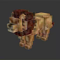Pixel Art Lion Game Character 3D Model With Red Mane And Golden Body