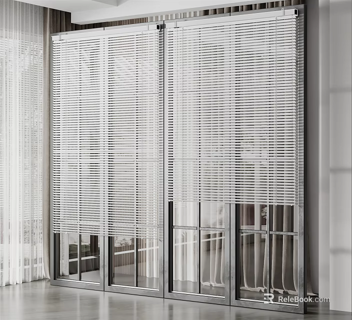 Modern White Vertical Blinds For Sliding Glass Doors Interior Light Filtering Design 3d model 