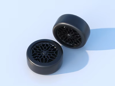 Two Black Round Household Items With Hollow Pattern Modern Design And Smooth Surface 3d model