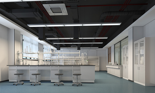 Modern laboratory office aisle 3d model