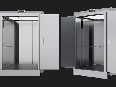 Contemporary Elevator Interior Featuring Open Doors Metal Finish And Control Panel Lighting 3d model