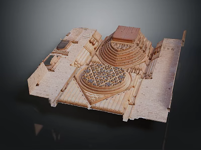 Ancient Architecture Model With Pyramid Top Intricate Geometric Patterns And Layered Structure 3d model