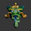 Vibrant Green Blue Yellow Dragon Shaped Musical Instrument and Artistic Painting Tools Decorative