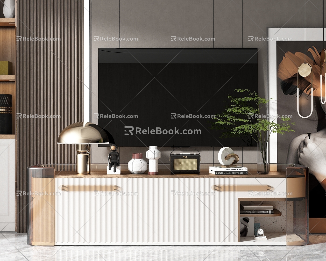 Modern Style TV Cabinet Side Cabinet 3d model