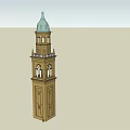 Brown Brick Tower With Green Spire Top Arched Windows And Ornate Details