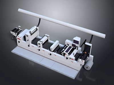 Automatic Industrial Roll Processing Machine With Precision Rollers And Control Panel 3d model