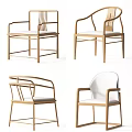 Stylish Leisure Chairs With Wooden Frames And Light Colored Cushions In Various Designs