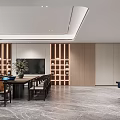 Modern New Chinese Executive Office With Warm Wooden Interior And Comfortable Reception And Working Space