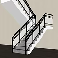 Modern Interior Staircase With Metal Railings Glass Panels And Wooden Steps