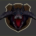 Game Movie Character Purple Dragon Head Featuring Blue Eyes Open Mouth And Sharp Fangs
