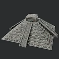 Ancient Pyramid Architecture With Stepped Stone Layers And Top Temple Structure 3d model