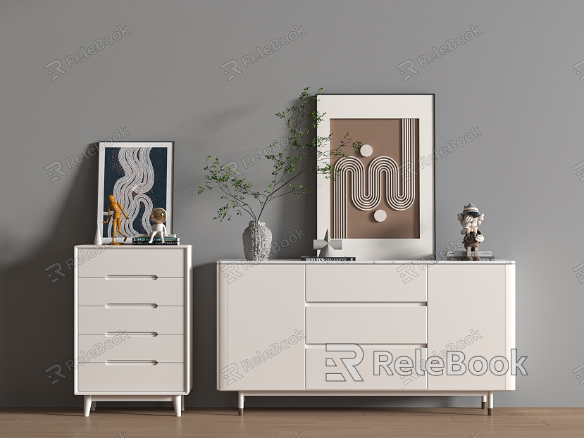 Side Cabinet Five-drawer Cabinet Combination Entrance Cabinet Bucket Cabinet Five-drawer Cabinet Side Cabinet Decoration Decoration Painting model