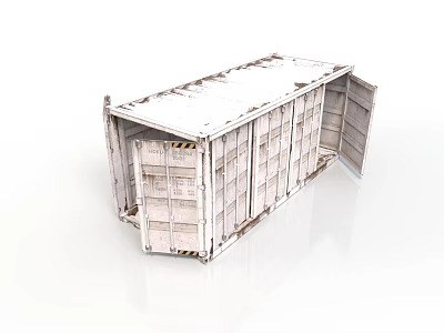 Rusted Industrial Storage Container With Open Side Doors And Metal Structure 3d model