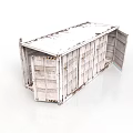 Rusted Industrial Storage Container With Open Side Doors And Metal Structure