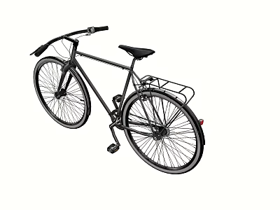 Black Urban Commuter Bicycle With Rear Rack And Simple Frame Design 3d model