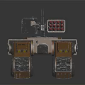 Multi Legged Brown Mechanical Robot Featuring Cannon Turret And Tracked Wheel Design 3d model
