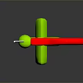 Green Robot Character With Red Cap Holding Caution Flag And SLOW Text On Chest