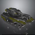 Futuristic Armored Tank With Metallic Exterior And Cannon On Tracks