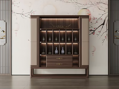 New Chinese Side Cabinet 3d model