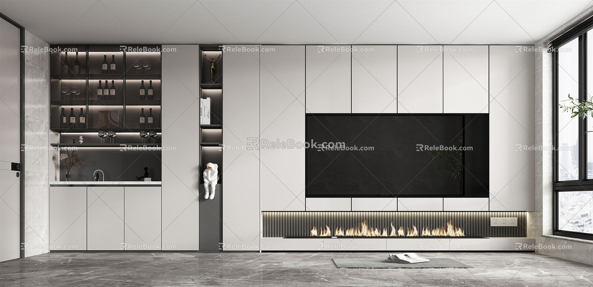 Modern TV Background Cabinet TV Cabinet Wine Cabinet 3d model