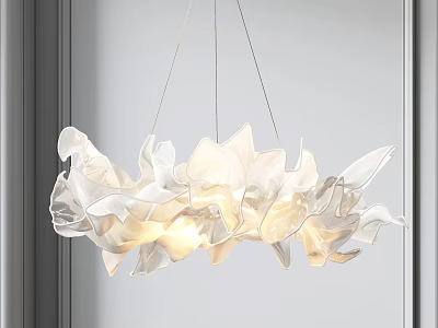 Elegant Modern Translucent Chandelier With Unique Petal Design And Warm Light 3d model