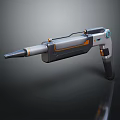 Futuristic Sci-Fi Weapon Modern Metallic Pistol With Orange Accents And Ergonomic Design