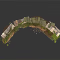 Modern Rock Formation Design With Moss Covered Platforms And Green Plants