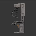 Industrial Mechanical Machine With Control Panel And Mechanical Arm On Metal Base