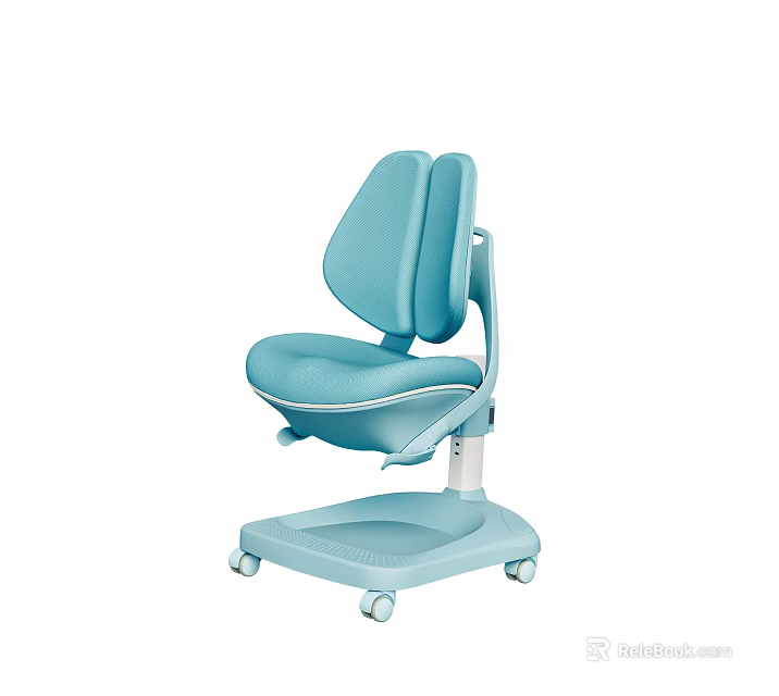 Light Blue Modern Leisure Chair With Sleek Design Comfortable Backrest And Rolling Wheels 3d model 