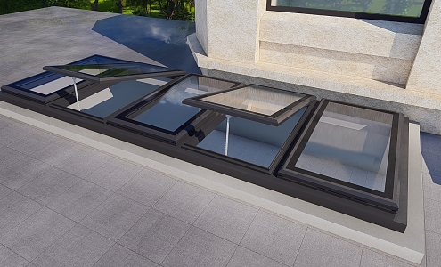 Skylight hanging on the lighting well of the villa 3d model