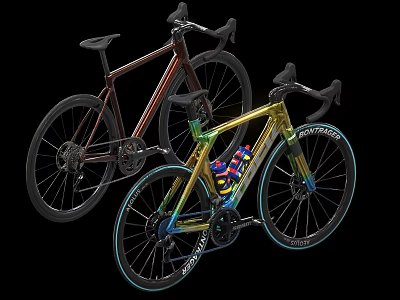 Stylish Modern Road Bicycles With Colorful Gradient And Dark Brown Frames Design 3d model