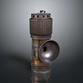 Vintage Metal Lantern With Holed Top Cover Ribbed Middle And Bell Shaped Side