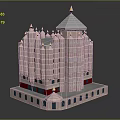 Pink Multi Storey Building With Golden Spires Dome Red Accents And Blue Windows