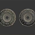 Two Metallic Cylindrical Industrial Components With Holes And Reflective Surface