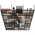 Modern Ceiling Design With Grid Pattern Metal Frames And Recessed Lighting