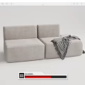 Modern double sofa multiplayer sofa 3d model