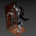 Anthropomorphic Husky And Wolf Game Movie Characters Waving Standing In 3D Render