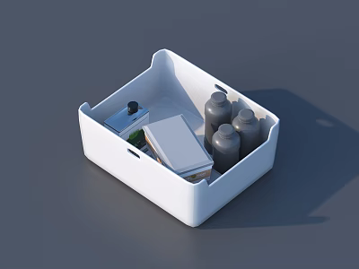 Organized Hardware Tools Storage Box In White With Small Accessories Inside 3d model