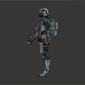 Armored Character In Silver Armor With Helmet Arms Outstretched And Waist Weapon