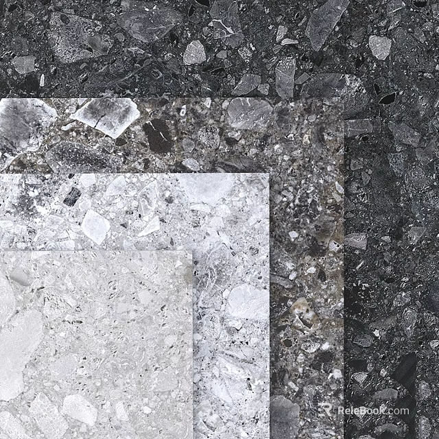 Modern Kitchen Components With Gray And White Stone Textured Surfaces For Interior Design 3d model