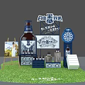 Homemade Rice Wine Exhibition Booth With Large Bottle Model Poster And Product